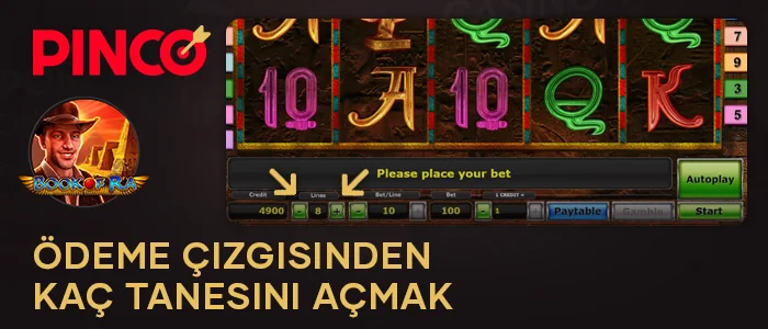 Book of Ra Pinco slotunda hat sayısını seçin